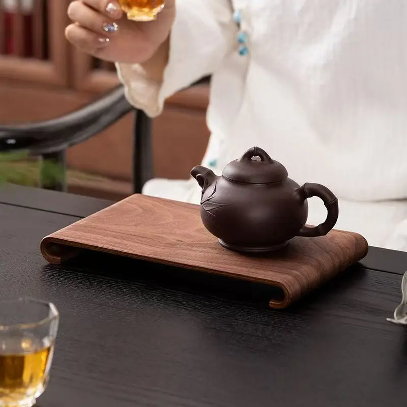 Walnut Dry Foam Table Tea Tray New Chinese Household Decorative Plate Small Solid Wood Dry Foam Tea Tray Simple Wooden Plate New