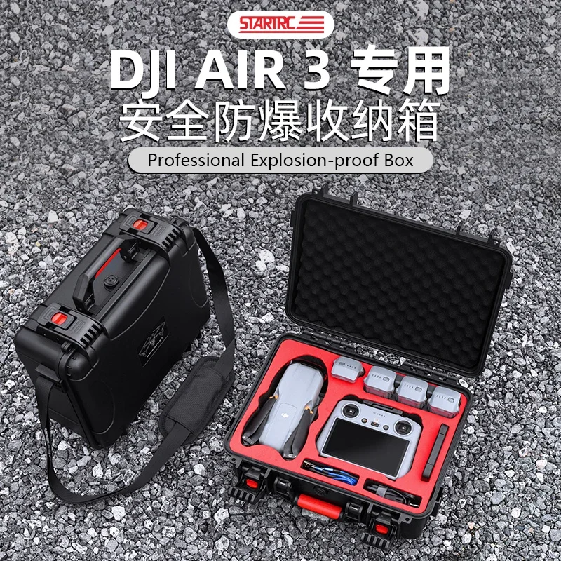 STARTRC DJI Air 3 Accessories Hard Carrying Case Waterproof Storage Box Portable Suitcase with DJI RC 2/RC-N2 Remote Controller