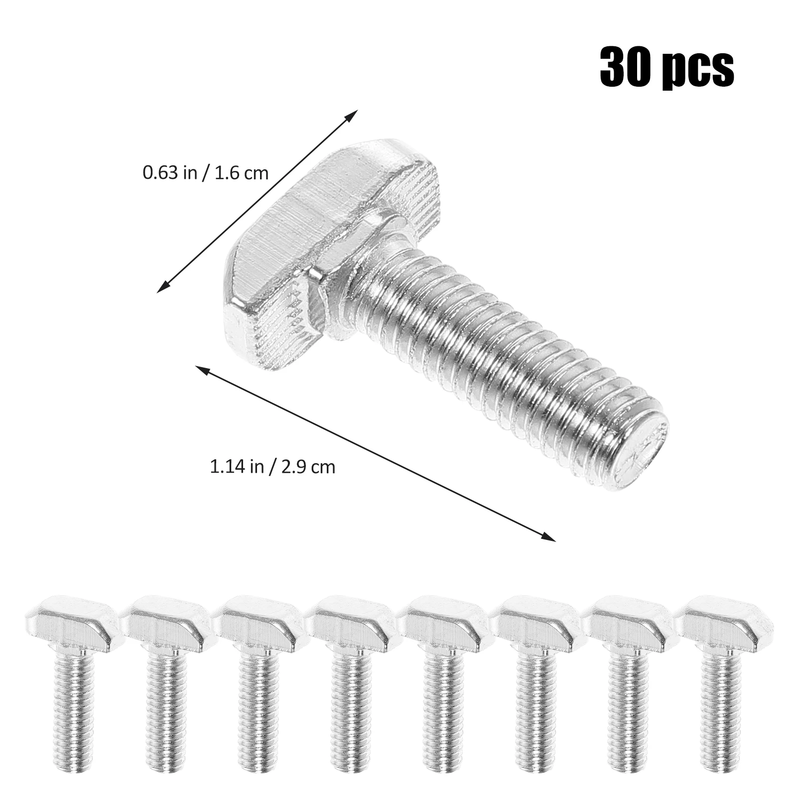 

30pcs T Slot Screws Stainless Steel Hammer Head Bolt Sliding Stud CNC Router 3D Printer Projects M6 T Bolts Jig