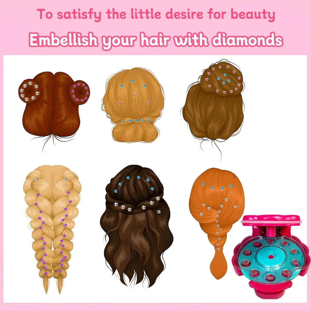 مجموعة أدوات ختم مجوهرات الشعر DIY، مجموعة راديانس مع أداة تصفيف جلام، تحميل النقر اللامع على أي شيء #5