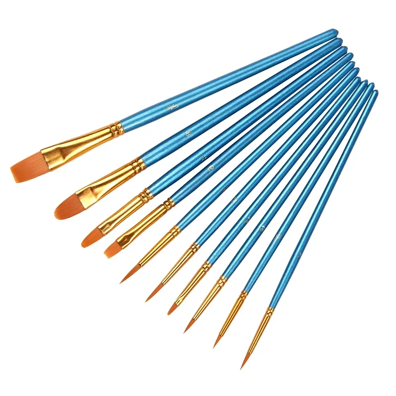 10pcs/lot Model Coloring Brush Hook Line Pen for Acrylic Painting Tools Set Military Model Building Tools Hobby DIY Accessories