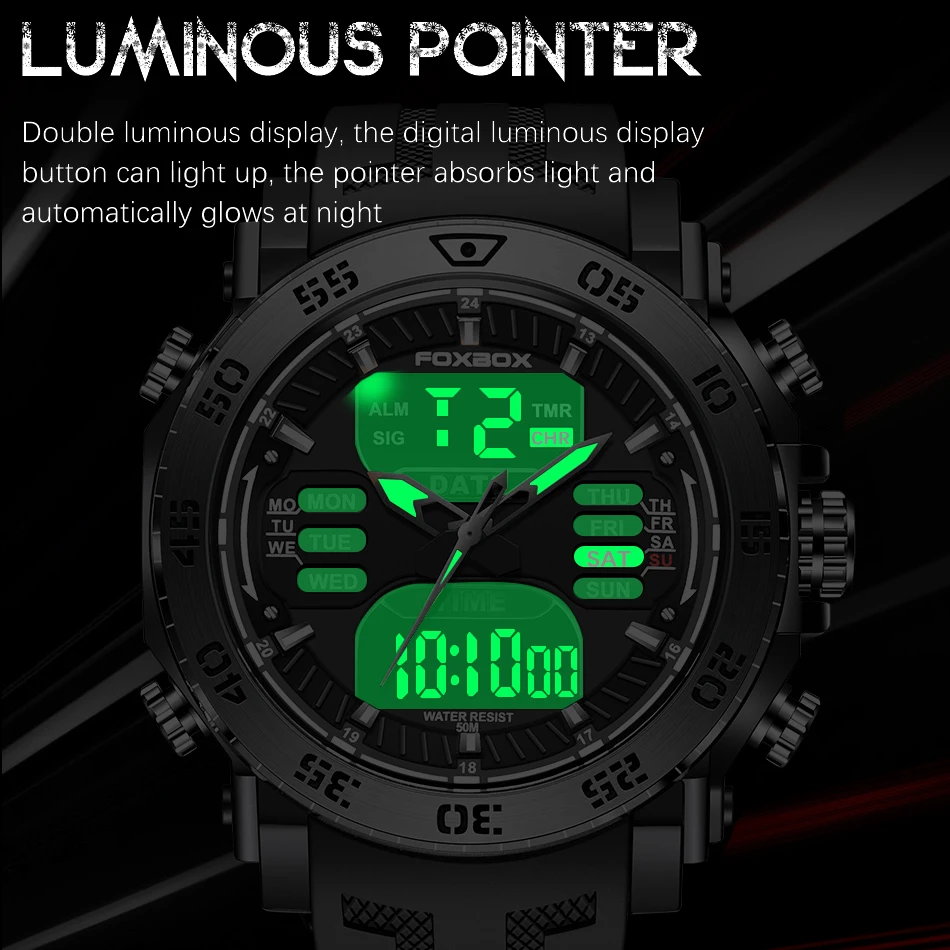 LIGE Brand Foxbox 2023 New Sport Mens Watches Top Luxury Quartz Watch For Men Military Waterproof Digital Clock Male Wristwatch