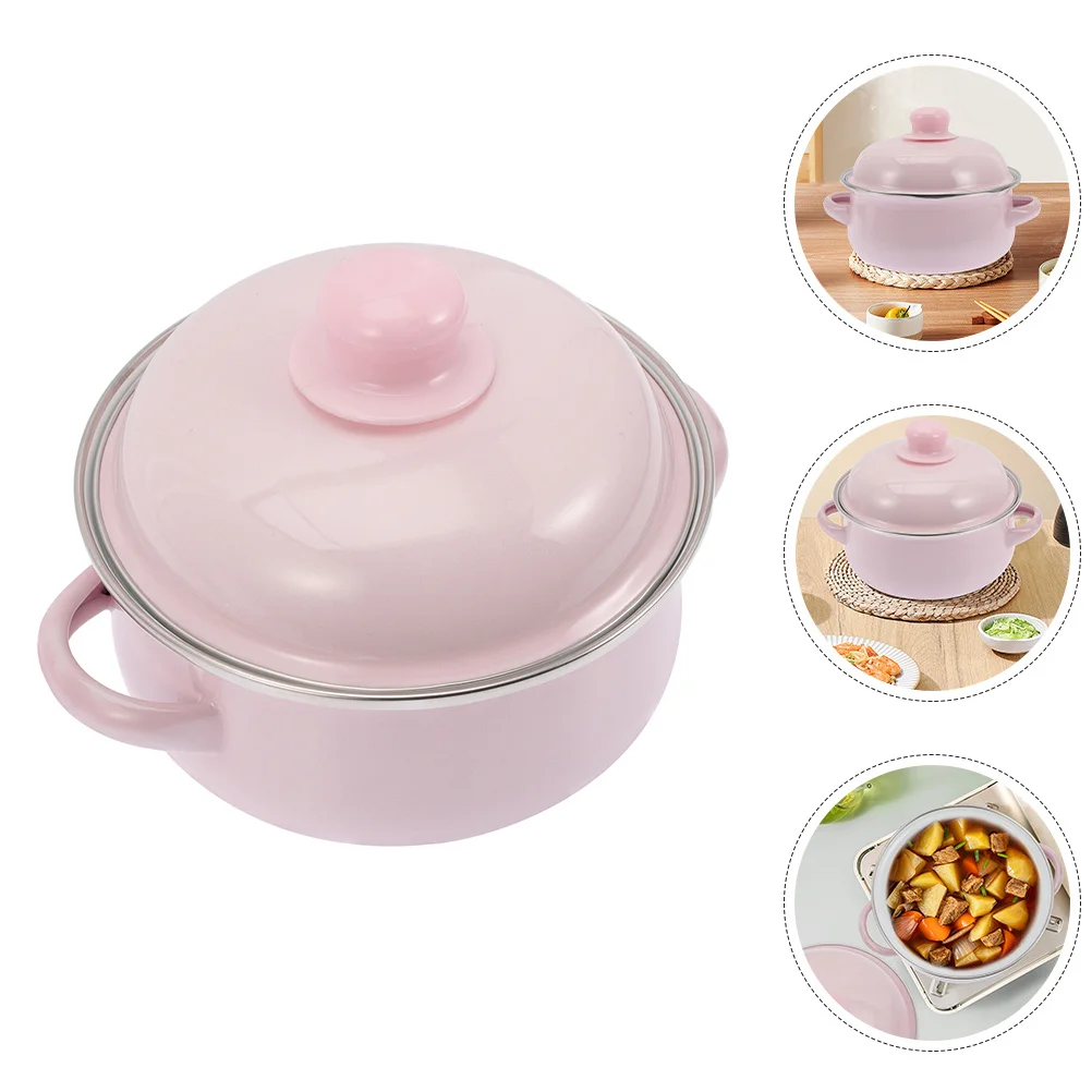 

Vintage Enamel Soup Pot Dual Handles Nonstick Interior Thickened Cooking Stew Pot Classic Enamel Stockpot Large Capacity