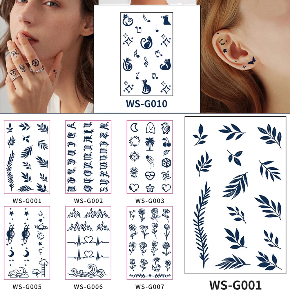 1/10PCS Small Fresh Finger Tattoo Stickers Cute And Exquisite Thumb Stickers Suitable for Clavicle Finger Face Transfer Tattoos