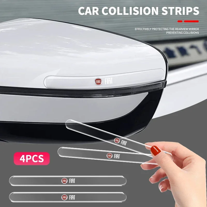 4PCS Transparent Car Door Rearview Mirror Protection Strip For FIAT Abarth 500 Panda Bravo Punto Tipo Linea Ducato Freemont