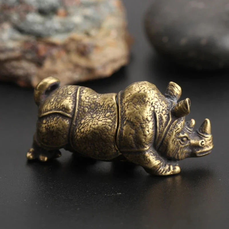 Home Rhino Ornament Vivid Craft Crafts Decor Display Handmade Mini Office Sculpture Toy Miniature Antique Useful Convenient