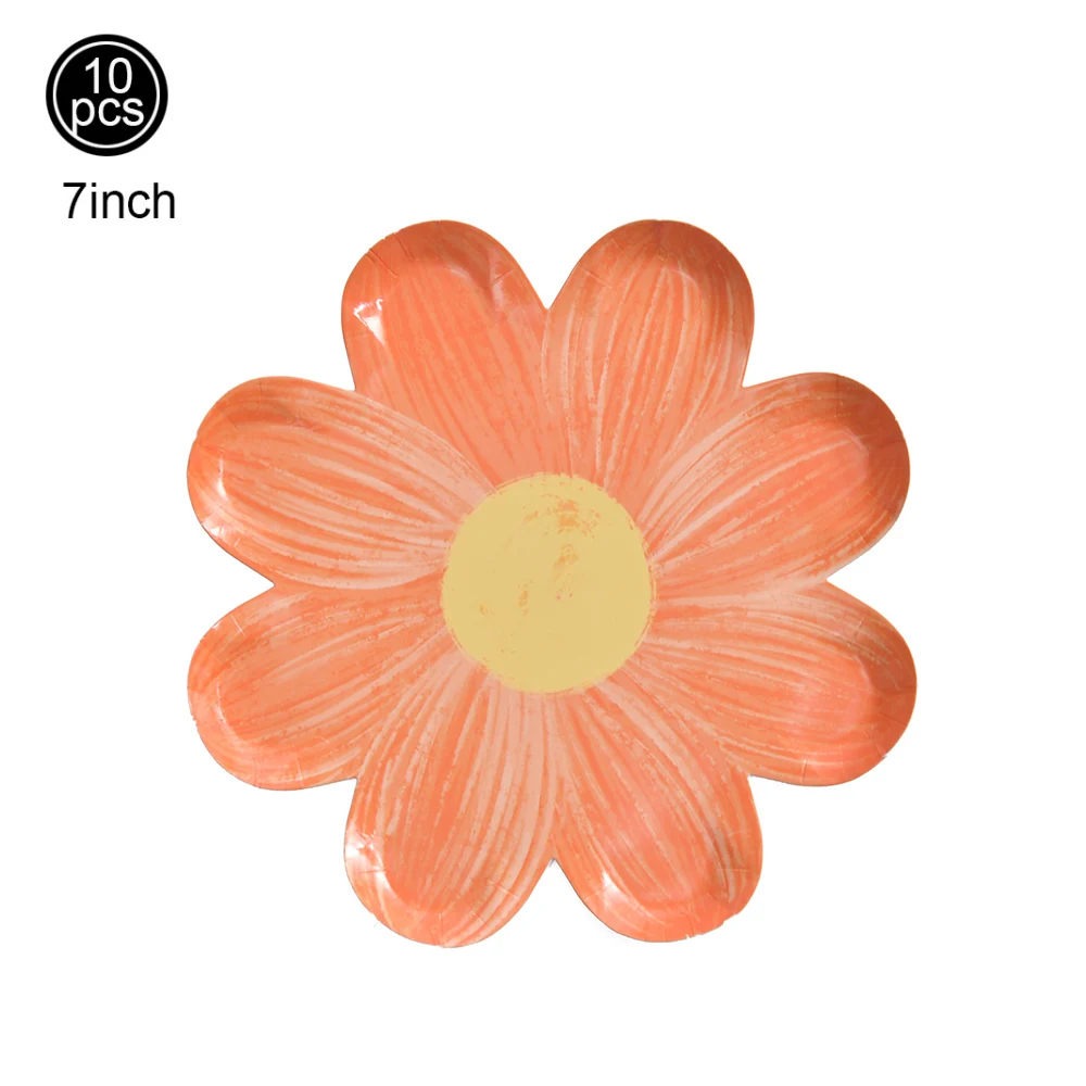 10/20/30/40/50Pcs Einweg Daisy Blume Pappteller Dessert Kuchen Platten Geburtstag Thema Party baby Dusche Dekoration Lieferungen – Detail 3