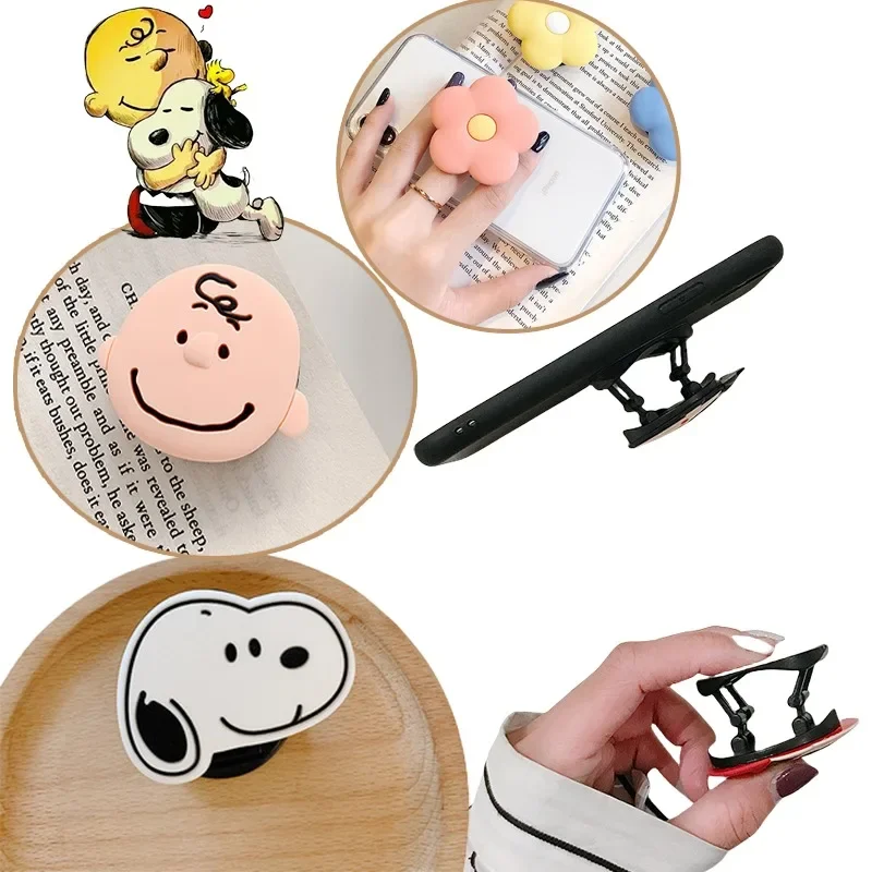 Snoopy Silicone Folding Stand Telescopic Expanding Stand Pocket Socket Pop Grip Cartoon Anime Desktop Folding Mobile Phone Stand