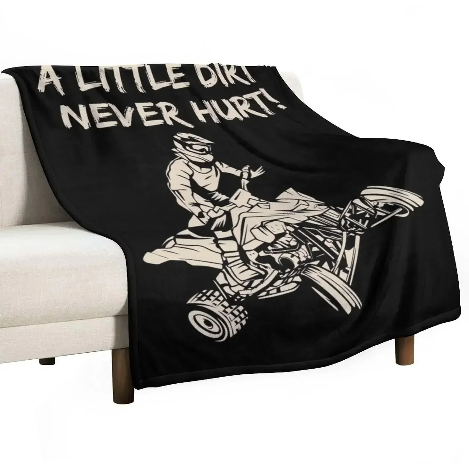 ATV Quad A Little Dirt Never Hurt Four Wheeler Racing Design Throw Blanket Decoratives Kid'S Cute Plaid Blankets