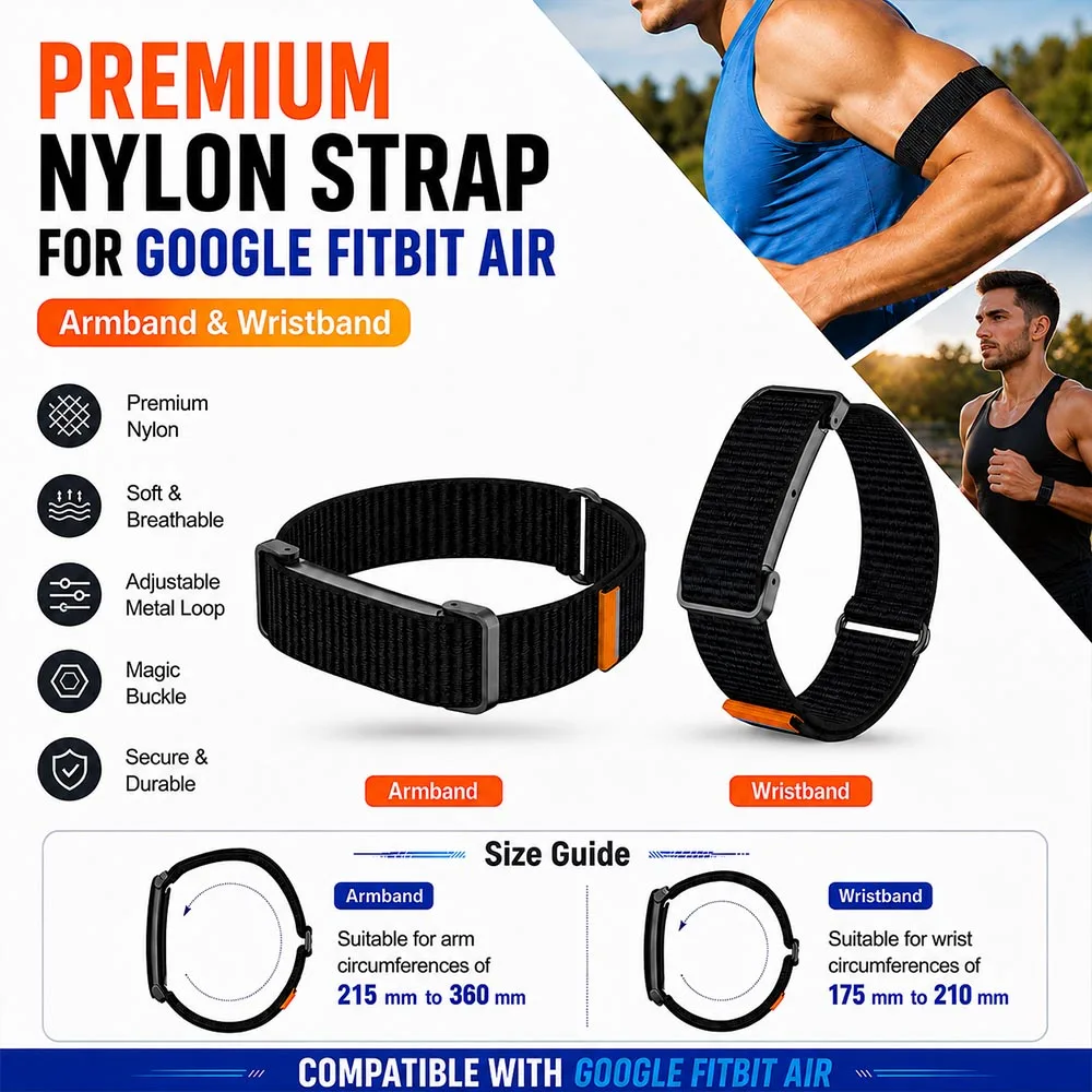 Nylon Bicep Armband for Google Fitbit - Comfortable Fitness Strap