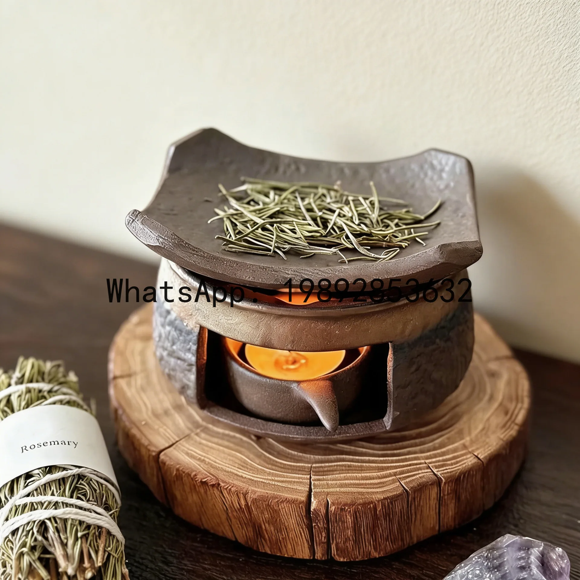 

Xxd stoneware heat-resistant aromatherapy stove can dry burn retro fireplace for home office home desktop tea warmer tea