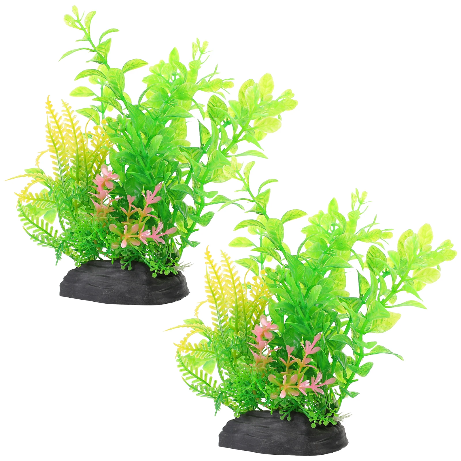 

2 Pcs Artificial Plants Outdoor Decoration Plastic Aquarium Glass Fern Fish Tank