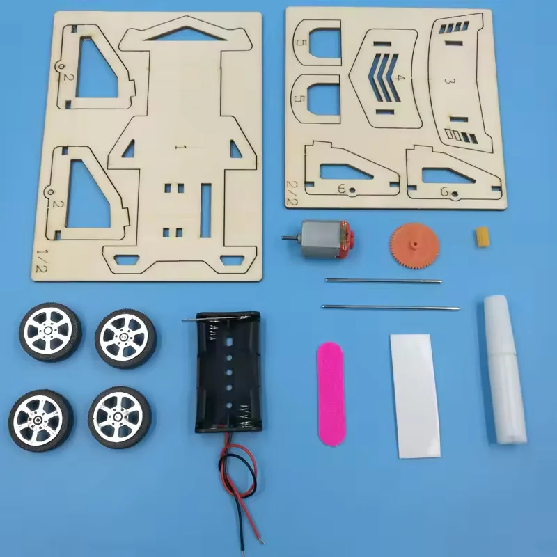 DIY elektrisches Holz-Rennwagen, zusammengebautes Puzzle, wissenschaftliches Experimentierspielzeug, lustiges handgefertigtes frühes Lernen, DAMPF-pädagogisches Gebäudespielzeug – Detail 8
