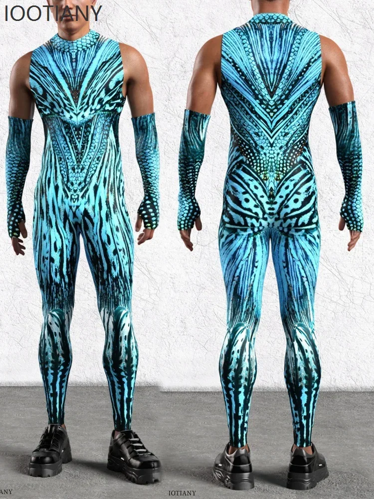 Косплей Хэллоуин Новые мужские 3D принт стимпанк красочные перчатки боди праздничная вечеринка сценический ролевой костюм для выступлений Zent