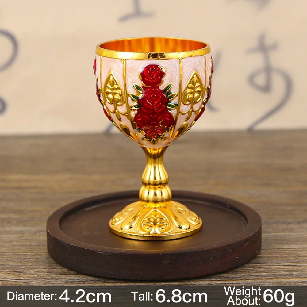 1PC 30ML High-end Household Wine Cup Vintage High-value Creative Personality Anti-fall Cocktail Cup Ornaments Metal 4.2*6.8cm