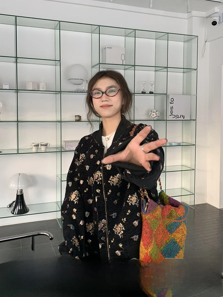 

Женская осенняя куртка с вышивкой в стиле ретро «Оранжевое дерево», свободная верхняя одежда с богатым цветком Fem Faion