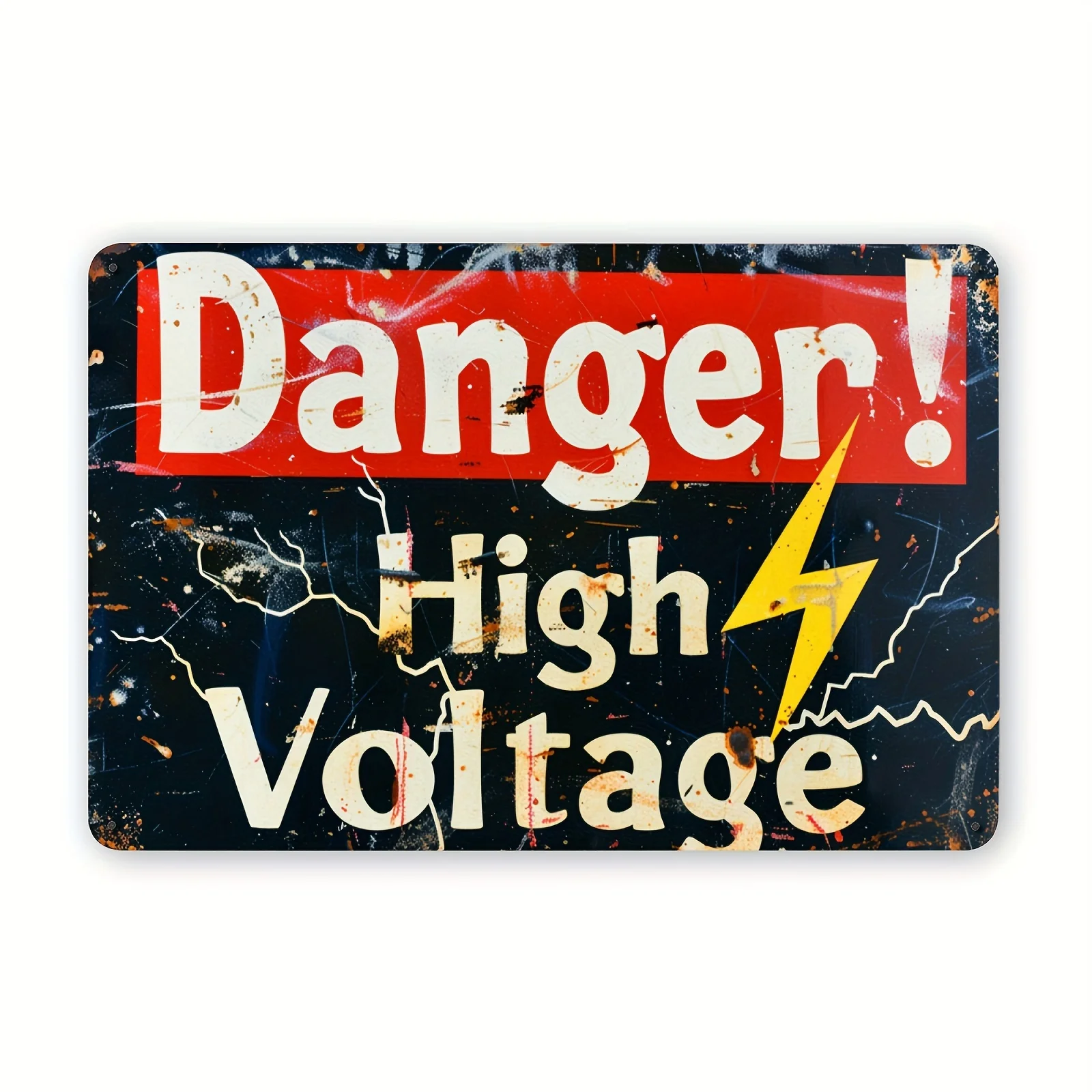 Vintage High Voltage Danger Metal Tin Sign - Perfect for Labs, Garages, Factories, Offices & Workshops - 12x8 Inches