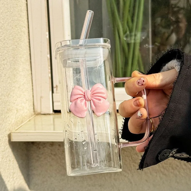 Tazza da caffè ghiacciata Nespresso con cannuccia tazza da fiocco carina tazza di vetro per bevande estive bicchiere da acqua con manico regalo per