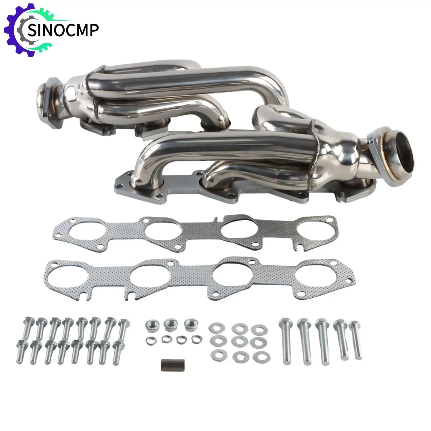 

1Set Exhaust Short Header for 2009-2018 Hemi 5.7L Dodge Ram 1500 2WD Mani fold Silver Polished Retrofitting Exhaust Manifold