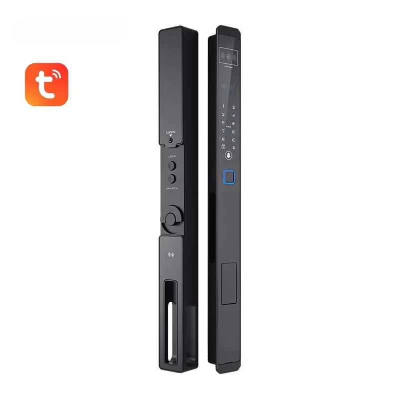 Straight Style Broken Bridge Aluminum  Ultra Narrow Ultra Thin Frame Face Recognition Palmprint Fully Automatic Smart Door Lock