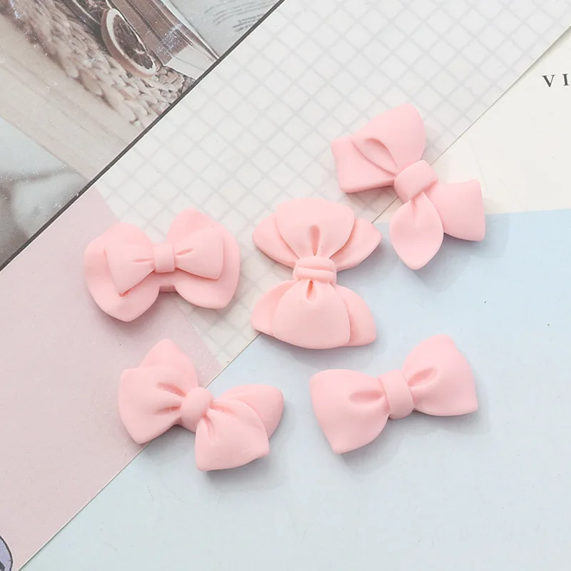 20Pcs New Cute Resin Bow Collection Flat Back Cabochon Scrapbook Kawaii DIY Embellishments Accessories 29mm Pink Bowtie Bowknots