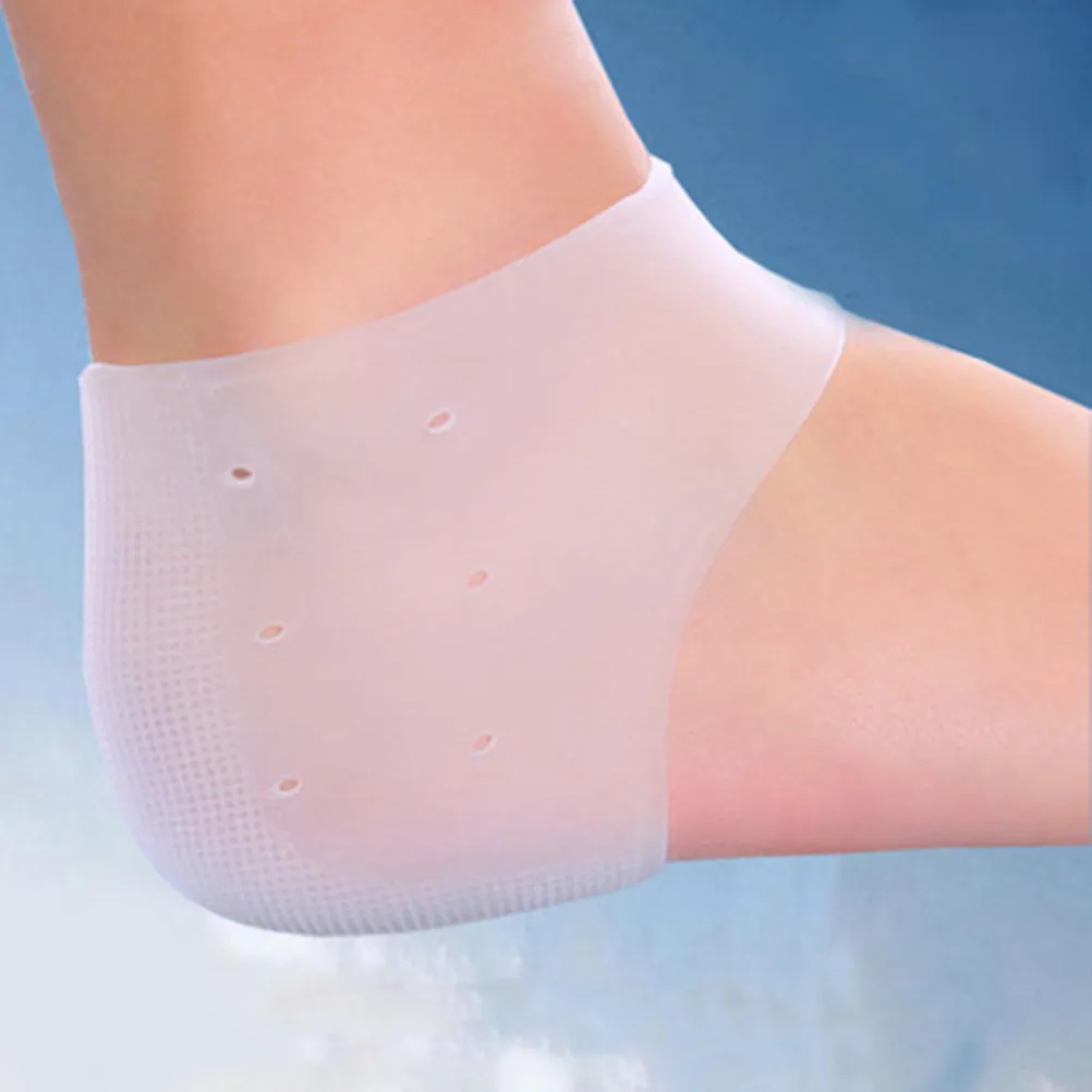 5Pairs Silicone Heel Socks Ankle Protective Cover Breathable Anti-Cracking Softens Callouses Relieves Heel Pain for Running