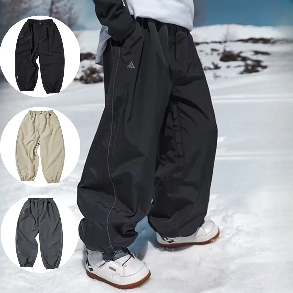 Pantaloni da sci professionali a doppia tavola da uomo e da donna, impermeabili, vestibilità ampia, resistenti all\'usura, da snowboard