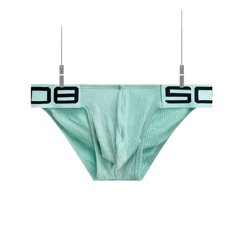 Calzoncillos sencillos y con horquilla alta para hombre, bolsa transpirable de algodón de cintura baja, fitness deportivo BS813