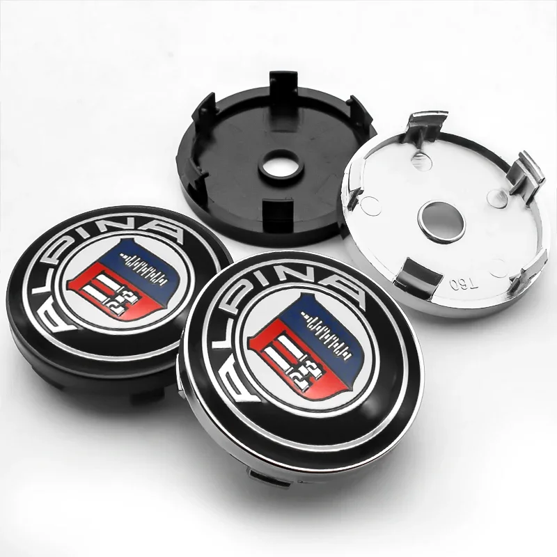 4Pcs 56+60mm Car Wheel Center Hub Cap Rim Cover Emblem Badge Stickers For Alpina