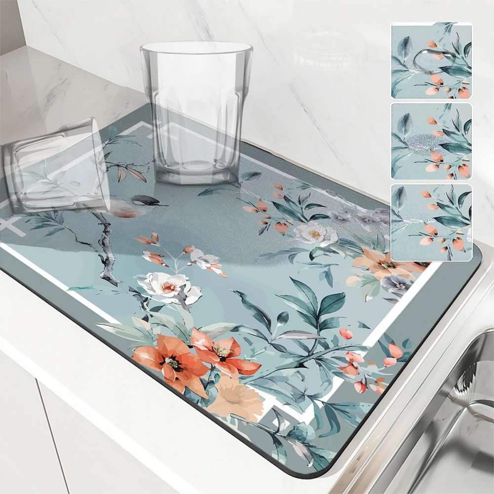 

Впитывающий кофейный коврик, подставка для посуды, китайский Gongbi, кухонный коврик для сушки, Быстросохнущий коврик для слива в ванной, кухонная подставка для смесителя