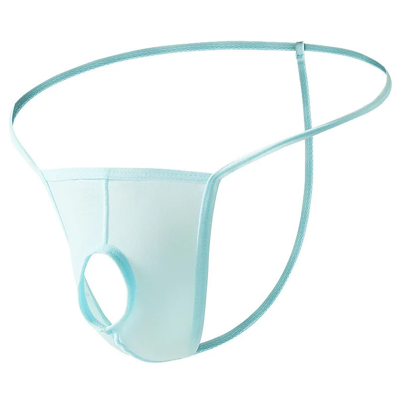 

Men's thong with holes in the front JJ set of underwear ice silk quick-drying sexy underpants sports breathable panties