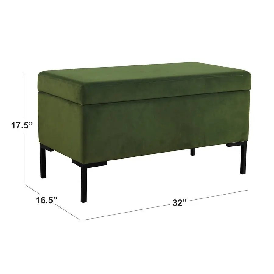 Upholstered Storage Bench with Metal LegHomepop Home DecorBench with Storage for Living Room amp Entryway Blush Green