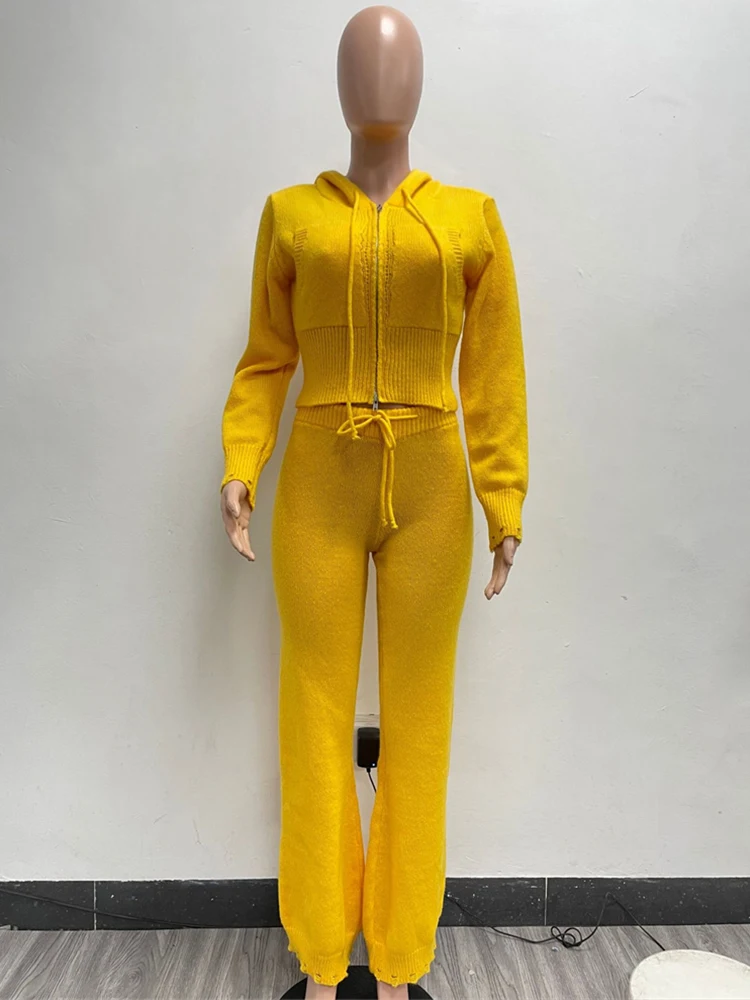 

Nibber Sporty 2 Piece Set Women Hooded Cardigan Crop Jacket+Drawstring Straight Pants Fit Simple Classic Basic Casual Tracksuit