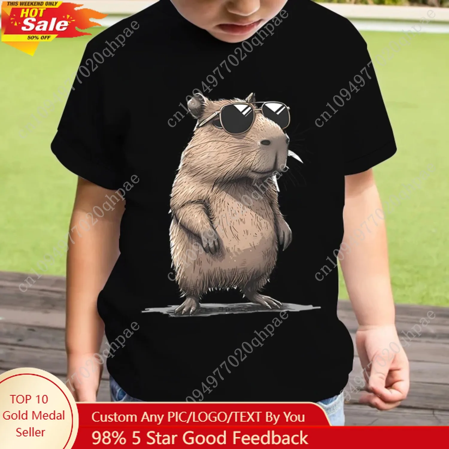 

Kids Clothes Boys Tshirt Short Sleeve Cartoon 3D Capybara Kids Summer Clothes Casual Harajuku Girl Boys Clothes Round Neck Tops