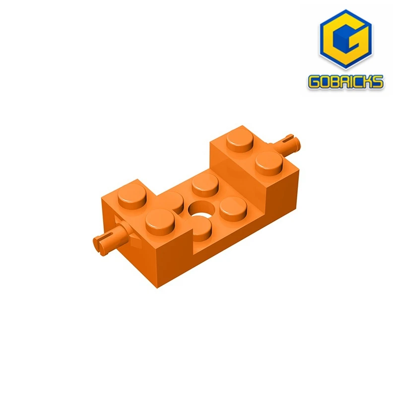 Gobricks GDS-1081 Brick, Modified 2 x 4 with Wheels Holder with 2 x 2 Cutout and Hole compatible with lego 18892