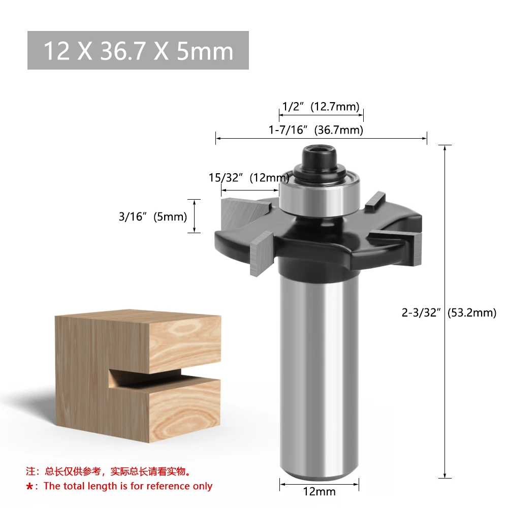 LAVIE 1 Stück 1/2" & 12mm Schaft 4-Schneiden T-Nutenfräser, 2-6mm Schnittbreite, Lagergeführter Nutfräser für Holzbearbeitung – Detail 6