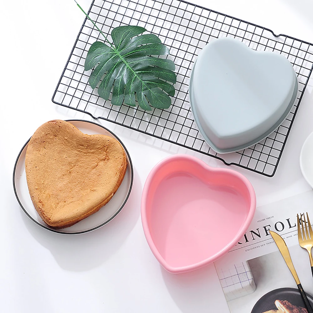 4 7 9 10 inches Heart Shape Muffins Cake Mold Non-stick Silicone Baking Pans Cupcake Molds for Wedding Birthday Christmas Party
