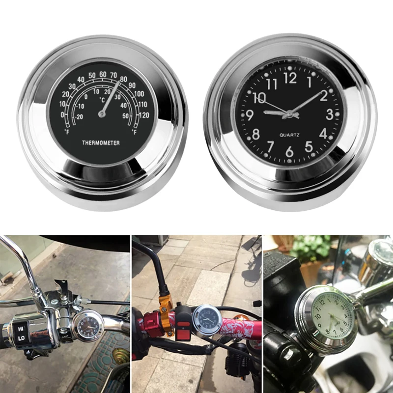 7/8‘ Motorcycle Handlebar Mount Clock Watch Waterproof Luminous Motorcycle Bike Handlebar Dial Quartz Clock Moto Accessories