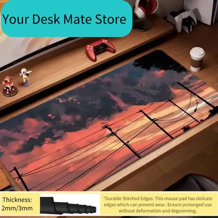 

Anime cable dusk Mouse Pad Game Accessories keyboard pad XXL large locking edge 900X400 mm table mat Gaming mousepad