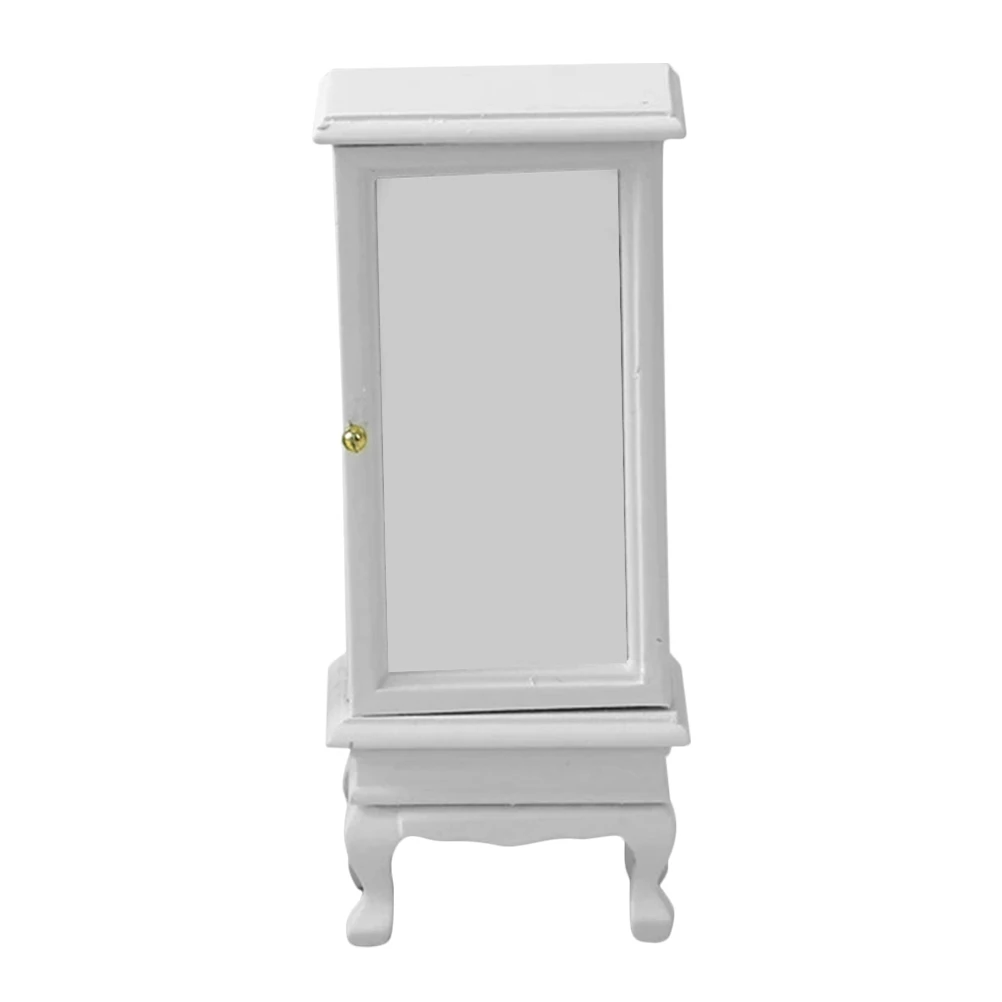 コンパクトなミニチュアホワイトディスプレイキャビネット、ドールハウス家具用、リビングルーム、寝室、書斎用のエレガントな収納ソリューション