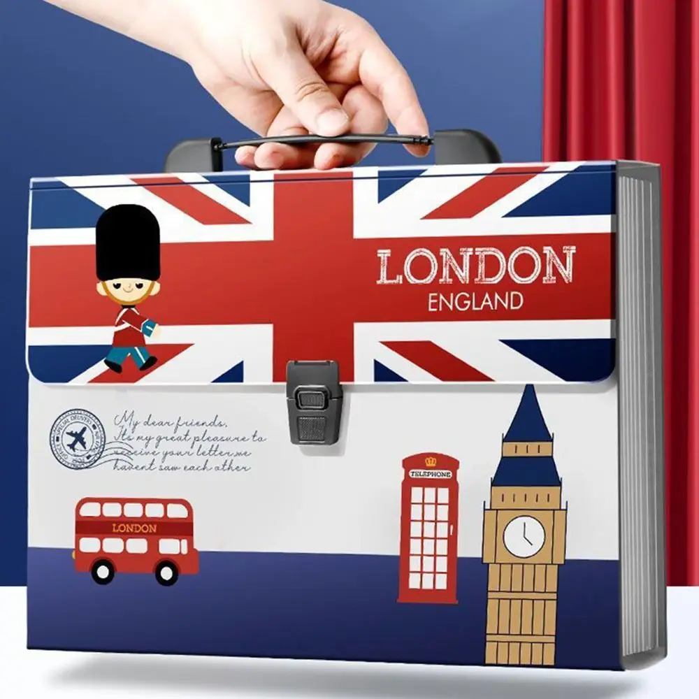 

High Quality 13 Layer Expanding Folder Large Capacity British Style A4 File Bag Portable Data Sorting Folder School Office