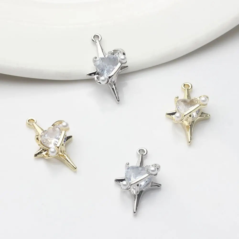 

Zinc Alloy Charms Handmade Crystal Heart Star Cross Charms 6pcs/lot For DIY Charms Jewelry Making Bulk Wholesale Nickel Free