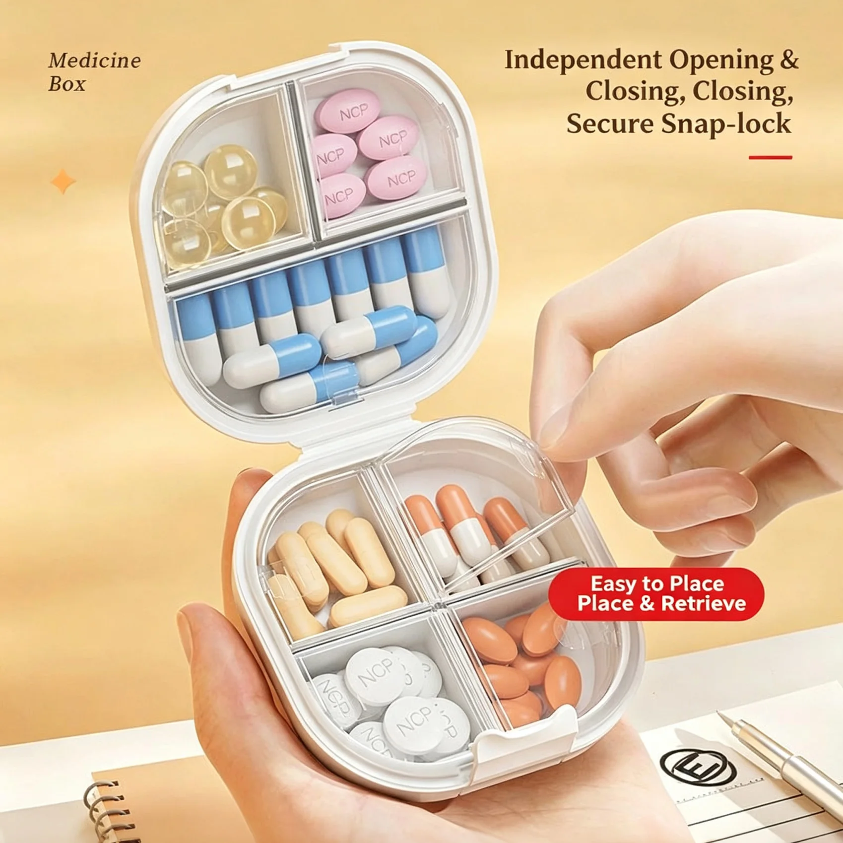 7 Grids Portable Pill Box Rotating Medication Count Dial Travel Pill Case Organizer Dust Moisture Resistant Medicine Case