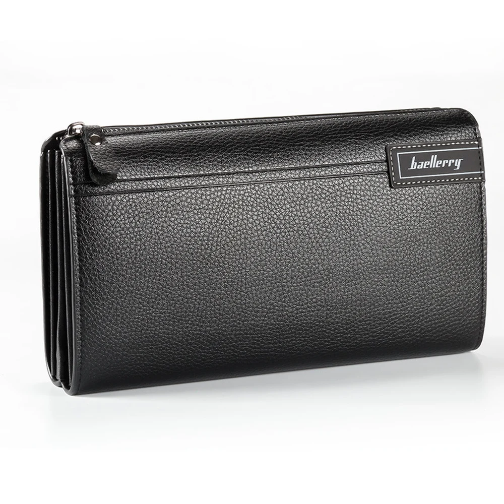 CFUN YA Men PU Wrist Strap Clutch Bag Double Zip Compartments Card Slots Phone Storage and Hand Carry Strap for Everyday Use