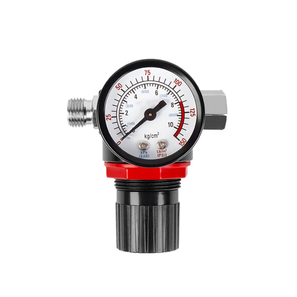 Air Pressure Regulator Gauge 0-150 PSI Gauge with Multi Unit Readout PSI BAR kgcm2 kPa for Industrial and DIY Painting Work