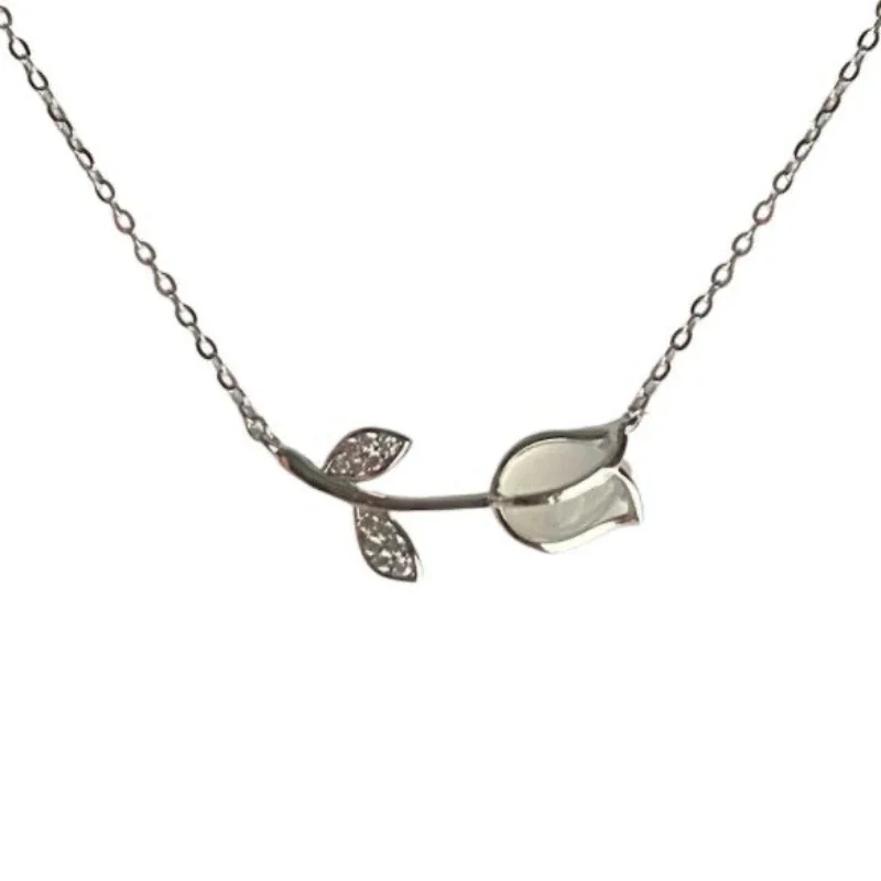 Lichte Luxe High-End Klein Vers Ontwerp Sleutelbeen Ketting Dames Tulpen Ketting Dames Ins Niche Design