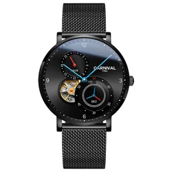 CARNIVAL Original Triangular Seconds Hand Luxury Mechanical Watch Men Automatic Skeleton Clock Waterproof Watches Reloj Hombre