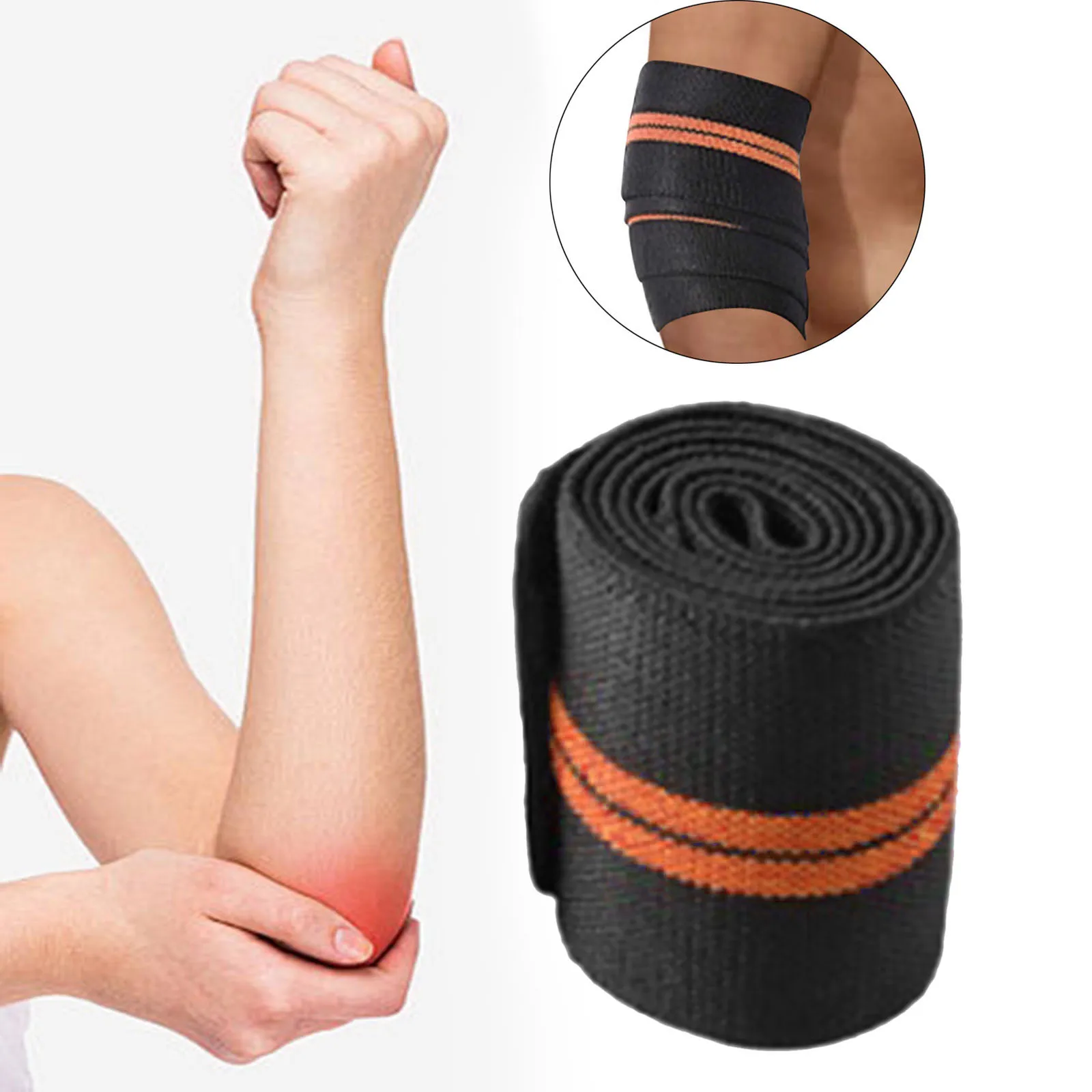 1PC 100cm Long Wrap Elbow Strap Bandage Weight Lifting Breathable Elbow Support Strap for Weightlifting Bench Press