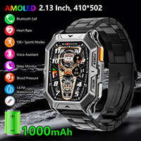 MISIRUN Smart Watch 1000mAh Battery 2.13 Inch AMOLED Screen Men Watch Compass 1ATM Waterproof Bluetooth Call Sports Smartwatch