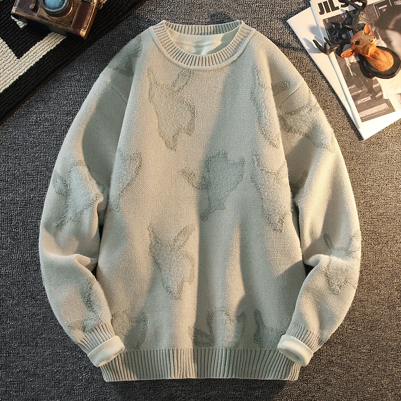 men's autumn winter long sleeves knit sweater round neck new model jacquard keep warm high quality pullover leisure fashion tops